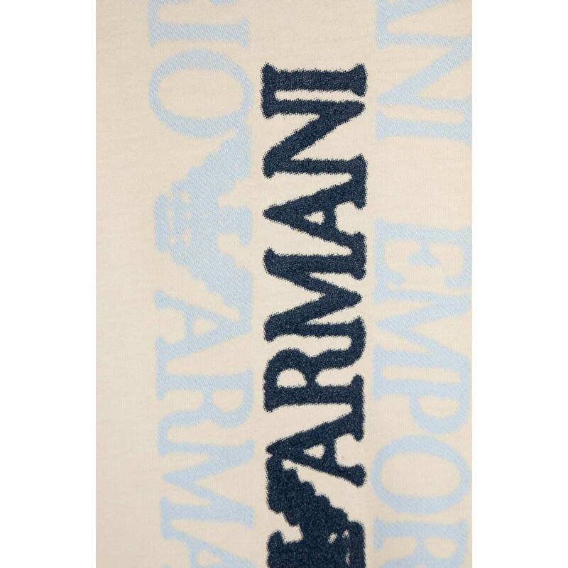 Dětské bavlněné tričko Emporio Armani béžová barva, s potiskem