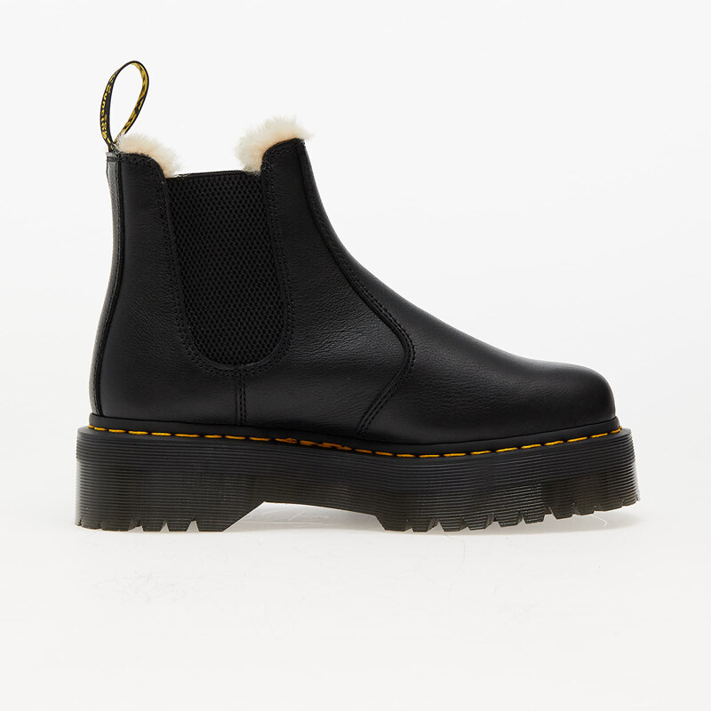 Dr. Martens 2976 Quad Fur Lined Platform Chelsea Boots Black Pisa