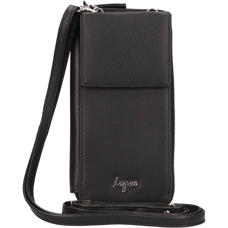 Dámská kožená peněženko-kabelka na mobil Lagen Alexa - černá
