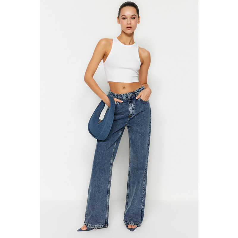 Trendyol Blue High Waist Wide Leg Jeans