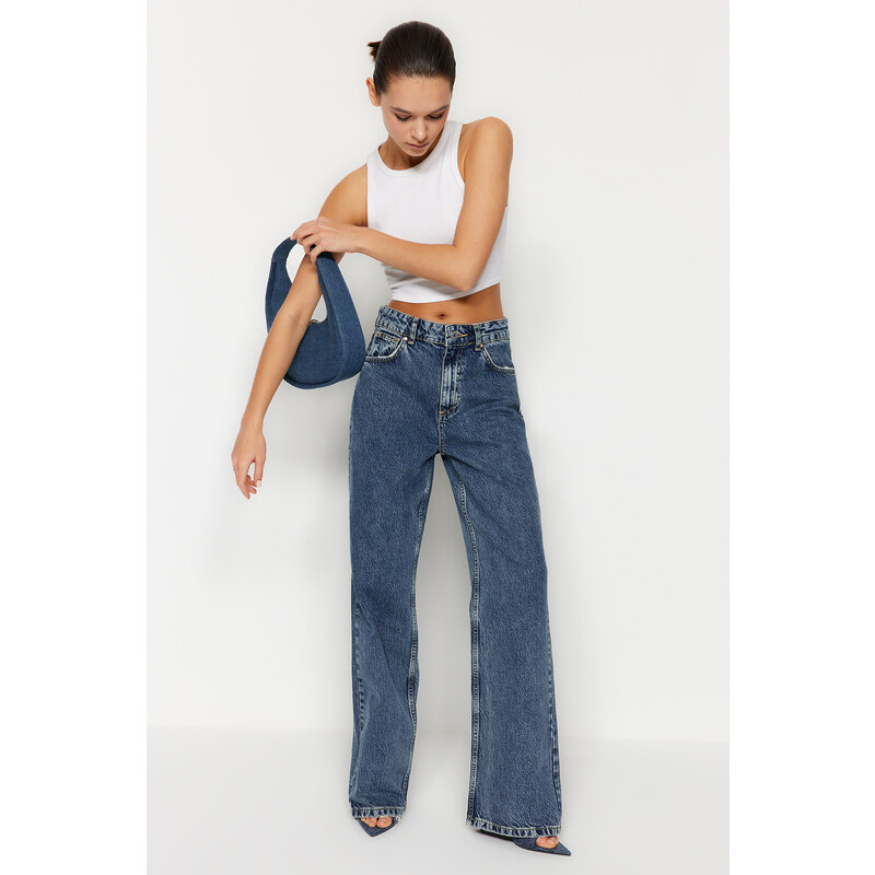 Trendyol Blue High Waist Wide Leg Jeans