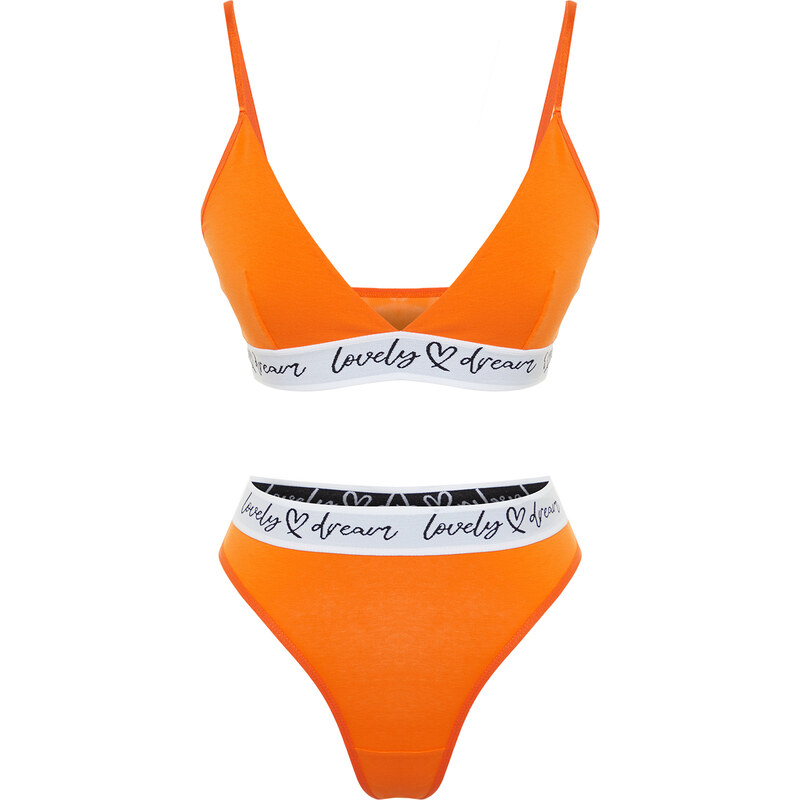 Trendyol Orange Cotton Elastic Knitted Lingerie Set