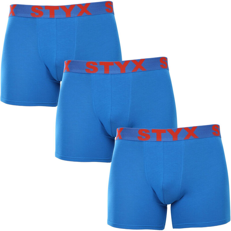 3PACK pánské boxerky Styx long sportovní guma modré (3U1167)