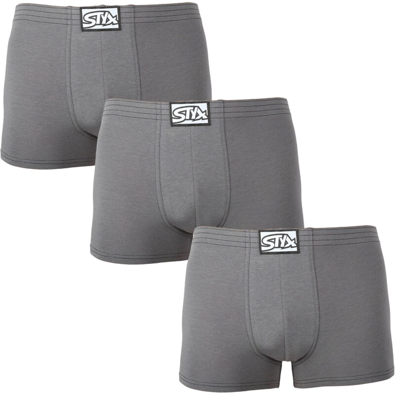 3PACK pánské boxerky Styx klasická guma tmavě šedé (3Q1063)