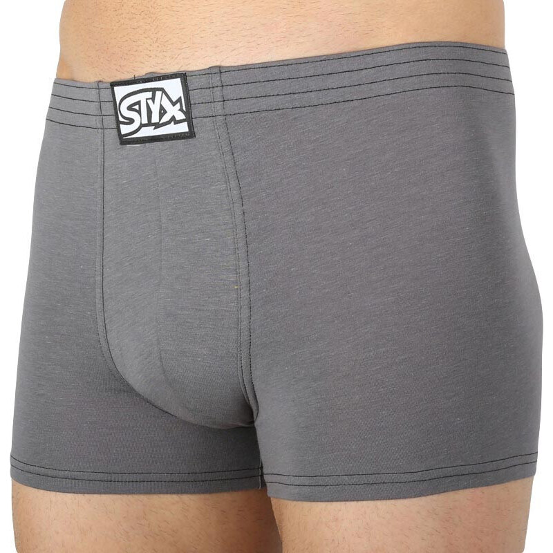 3PACK pánské boxerky Styx klasická guma tmavě šedé (3Q1063)