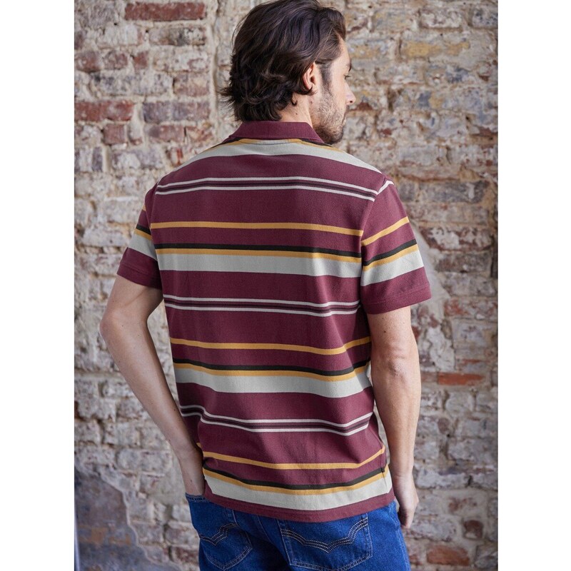 Blancheporte Proužkované polo tričko s krátkými rukávy švestková/medová 107/116 (XL)
