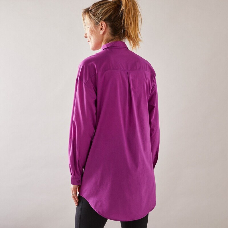 Blancheporte Dlouhá jednobarevná košile na knoflíčky purpurová 40