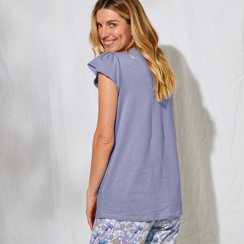 Blancheporte Jednobarevné pyžamové tričko s krátkými rukávy lila 34/36