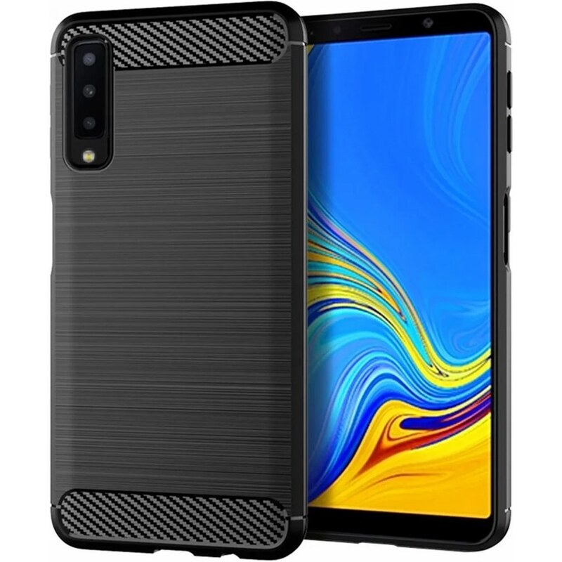 IZMAEL.eu Pouzdro Carbon Bush TPU pre Samsung Galaxy A7 2018 pro Samsung Galaxy A7 2018 černá