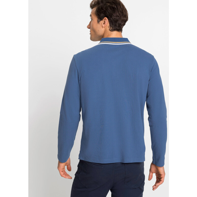 bonprix Pólo triko, dlouhý rukáv (2 ks v balení) Modrá