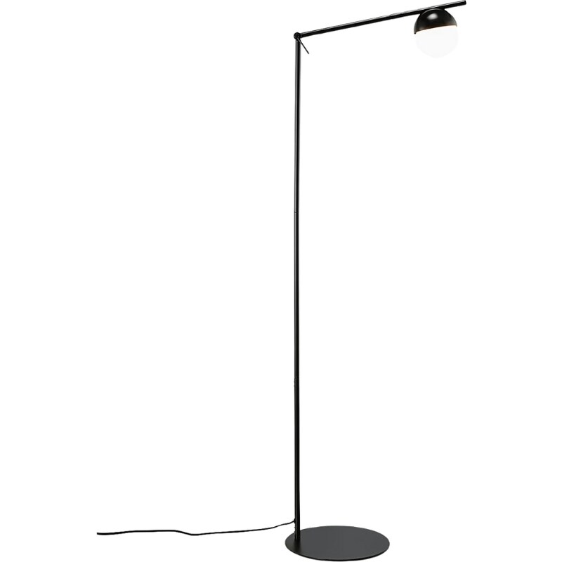 Nordlux Opálově bílá skleněná stojací lampa Contina s černou podstavou 139 cm