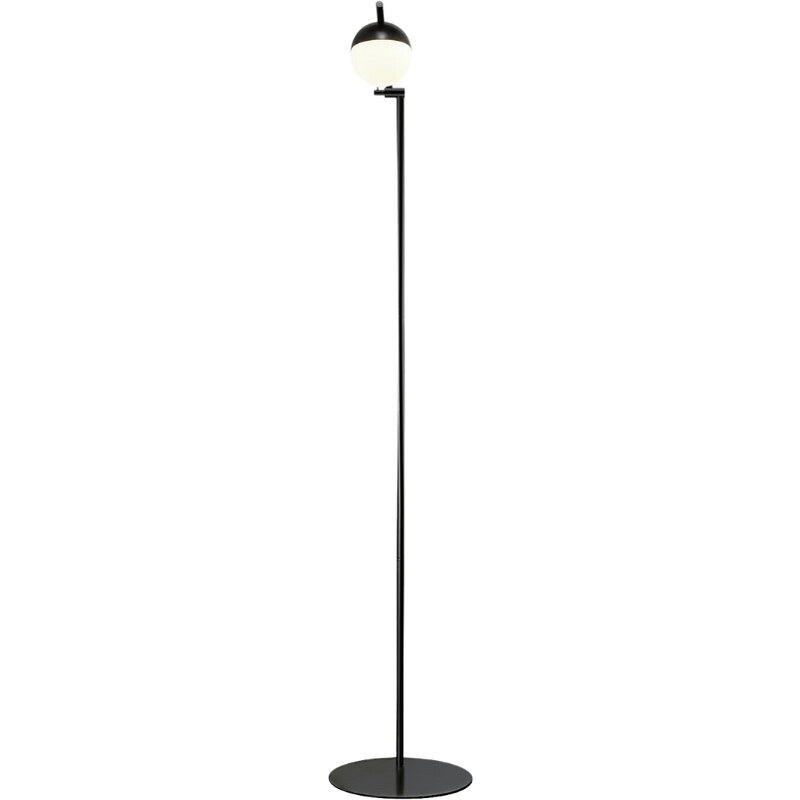 Nordlux Opálově bílá skleněná stojací lampa Contina s černou podstavou 139 cm