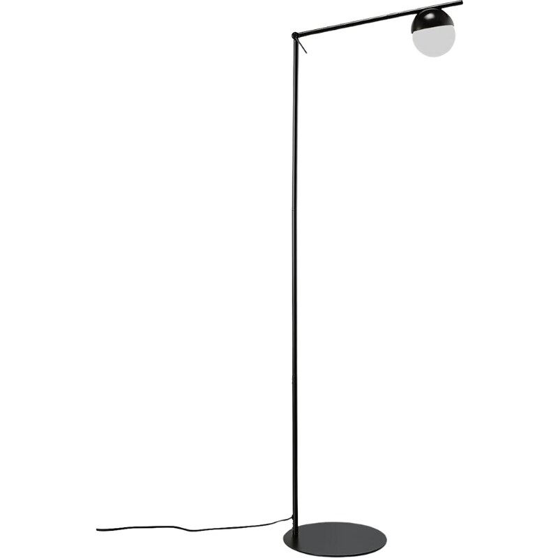 Nordlux Opálově bílá skleněná stojací lampa Contina s černou podstavou 139 cm