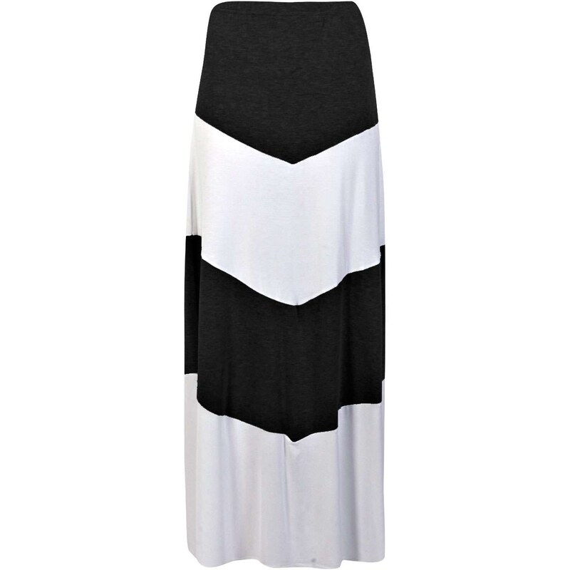 BOOHOO Černo-bíle pruhovaná maxi sukně Mysha