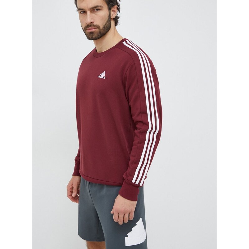 Bavlněná mikina adidas pánská, vínová barva, s aplikací, IS1348