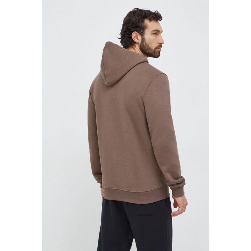 Mikina adidas Originals Trefoil Essentials Hoody pánská, hnědá barva, s kapucí, hladká, IR7786