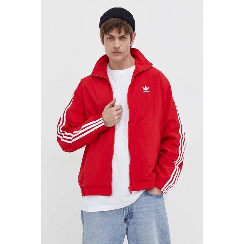 Mikina adidas Originals Adicolor Woven Firebird Track Top pánská, červená barva, vzorovaná, IT2495