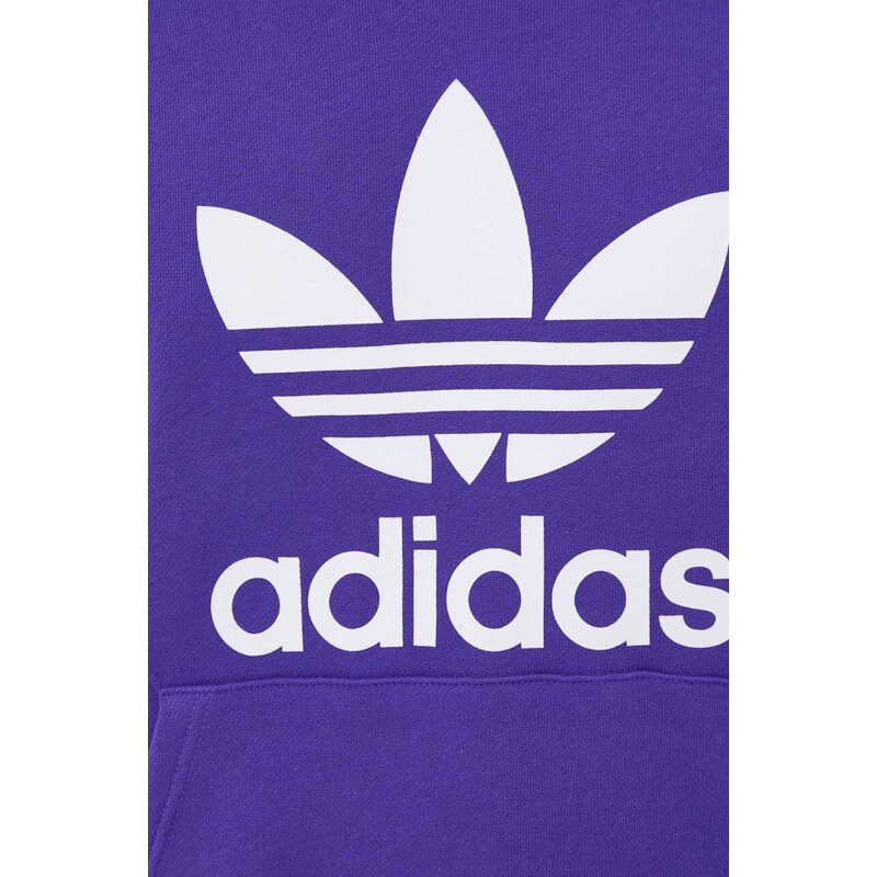 Bavlněná mikina adidas Originals Adicolor Classics Trefoil pánská, fialová barva, s kapucí, s potiskem, IM9398