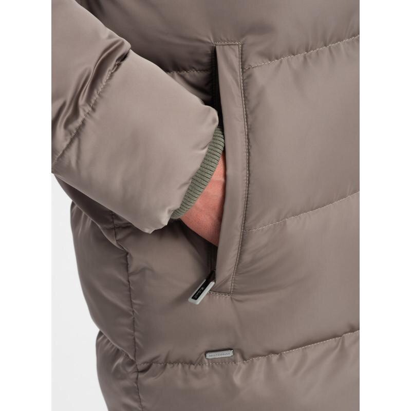 Ombre Clothing Pánská dlouhá zimní prošívaná bunda V1 OM-JALJ-0147 khaki