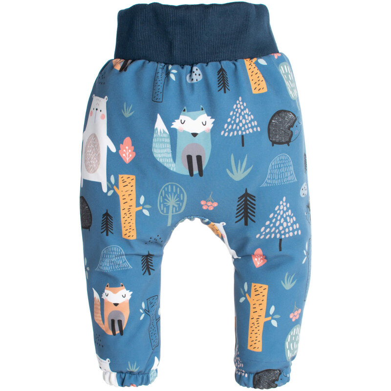 Dětské softshellové kalhoty s membránou Monkey Mum - Noční zvířátka