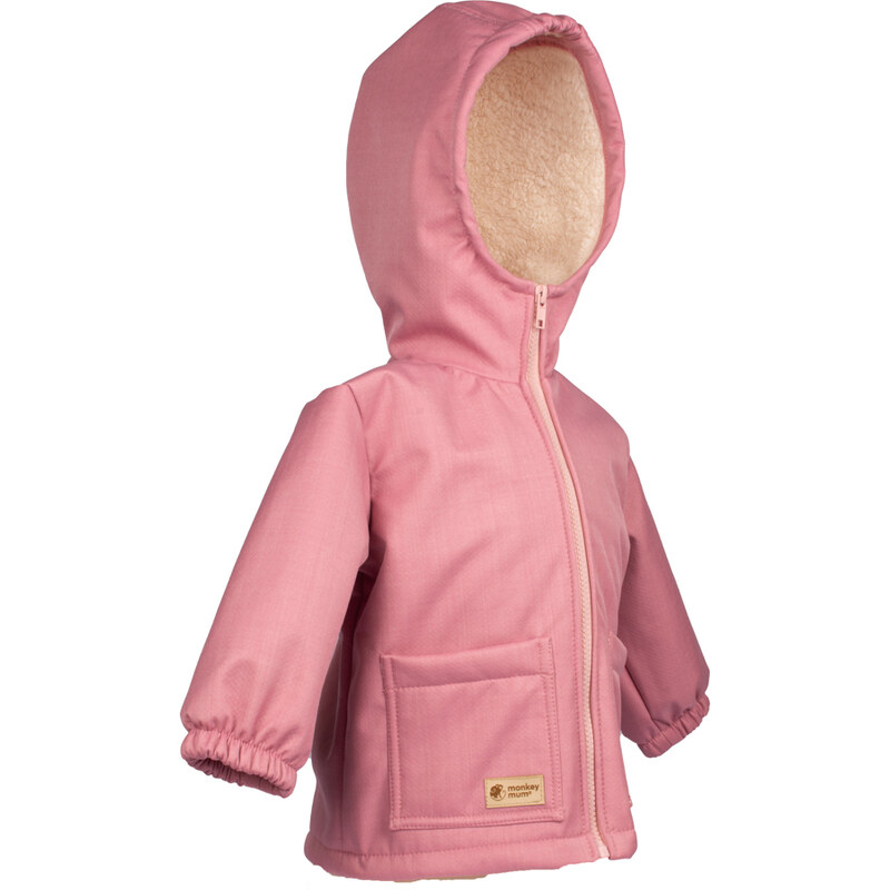 Dětská zimní softshellová bunda s beránkem Monkey Mum - Růžová ovečka