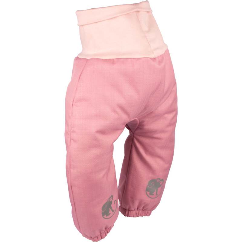 Dětské rostoucí zimní softshellové kalhoty s beránkem Monkey Mum - Růžová ovečka