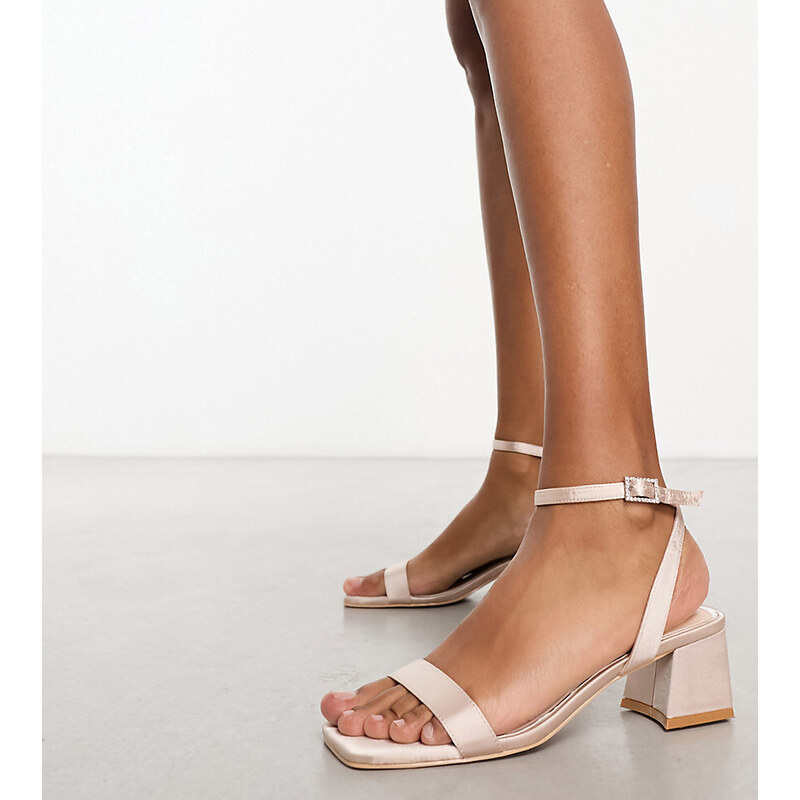 Be Mine Wide Fit Bridal Ruhi low block heeled sandals in blush