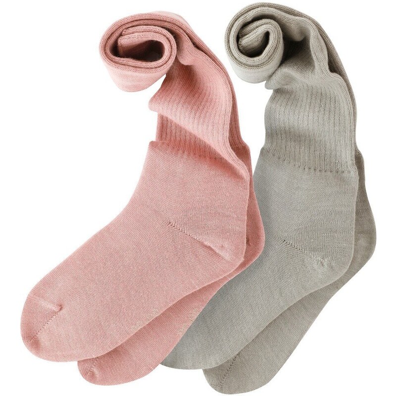 Blancheporte Sada 2 párů vysokých ponožek ze žebrovaného úpletu šedý melír/růžová 35-38