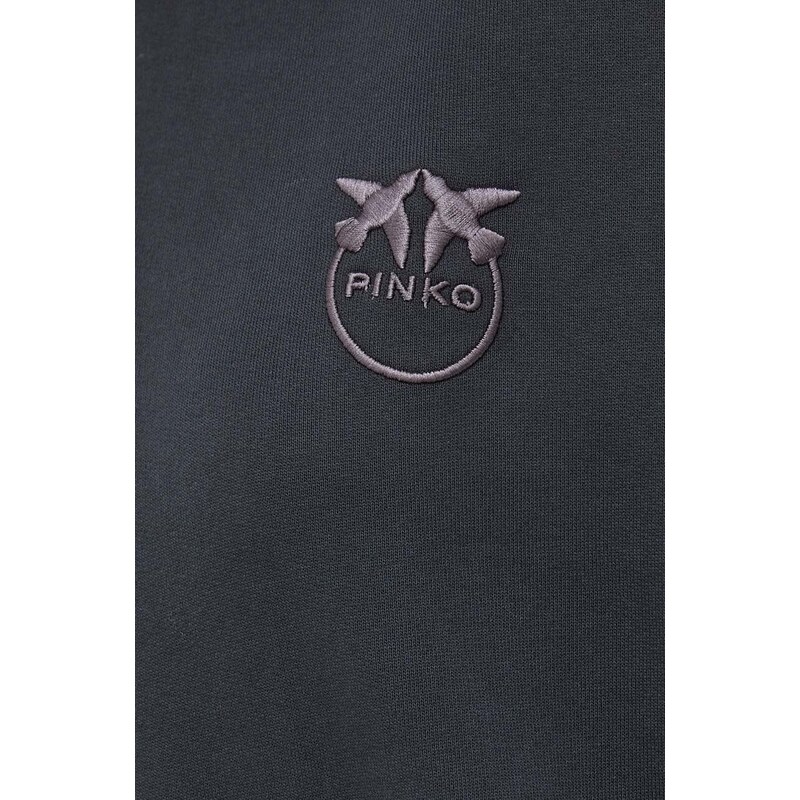 Bavlněná mikina Pinko dámská, černá barva, s aplikací, 101831.A1N7