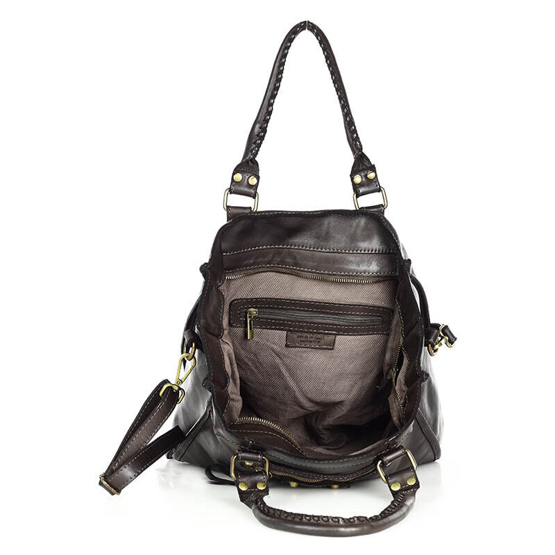 Marco Mazzini handmade Dámská kožená shopper bag kabelka Mazzini M170 tmavě hnědá