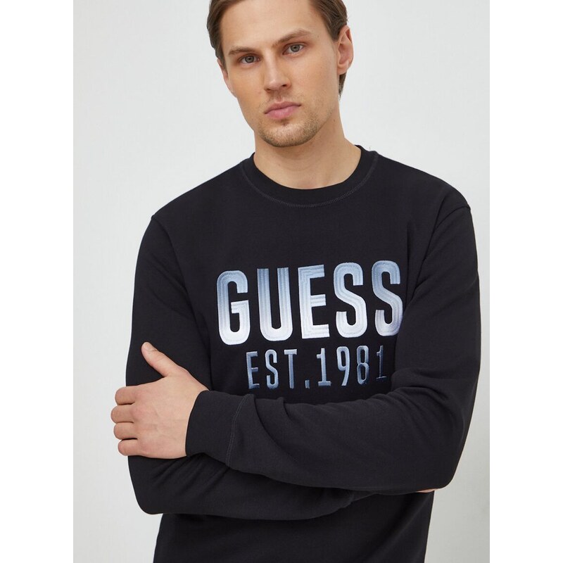 Mikina Guess BEAU pánská, černá barva, s aplikací, M4RQ08 KBK32