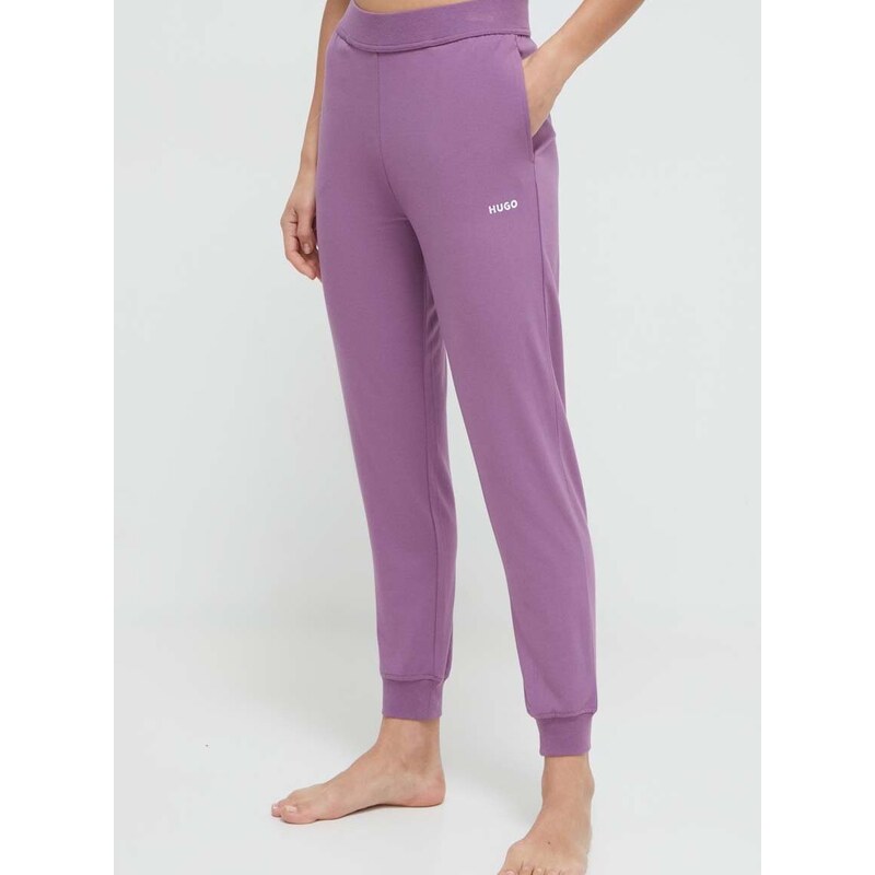 Kalhoty HUGO fialová barva