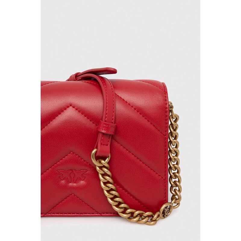 Kožená kabelka Pinko červená barva, 100067.A136