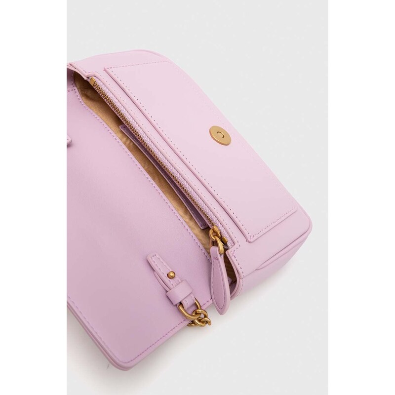Kožená kabelka Pinko fialová barva, 100061.A0F1