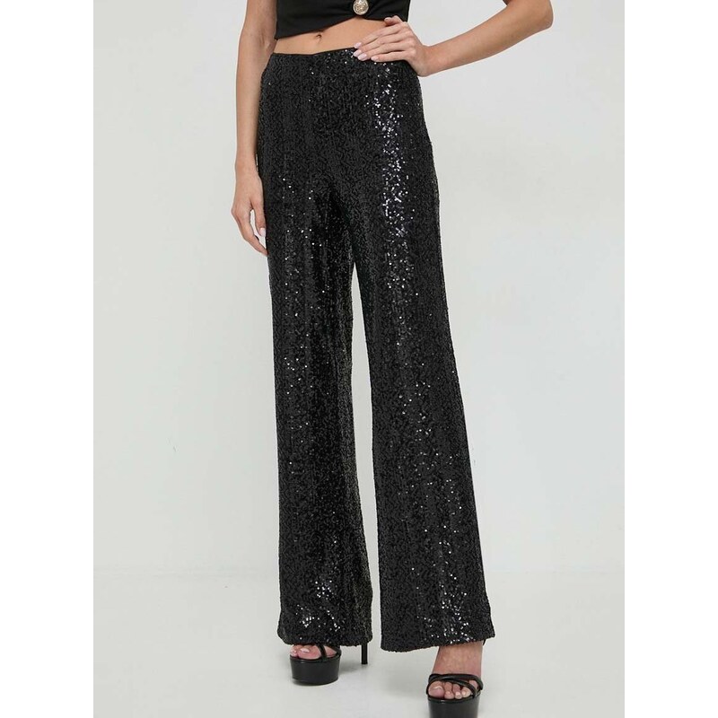 Kalhoty Guess SEREH dámské, černá barva, široké, high waist, W4RB02 KBX10