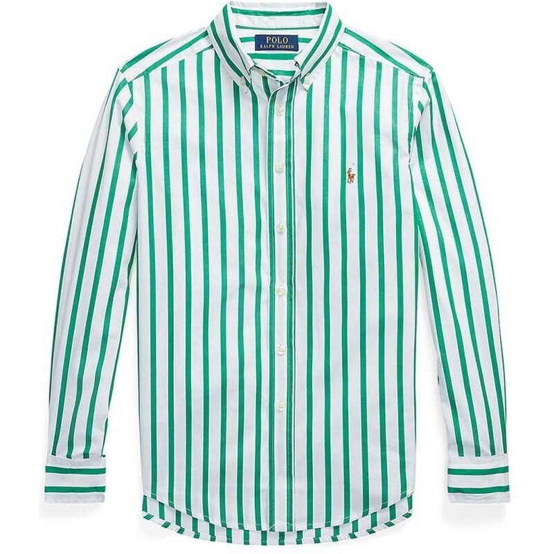 Dětská bavlněná košile Polo Ralph Lauren zelená barva