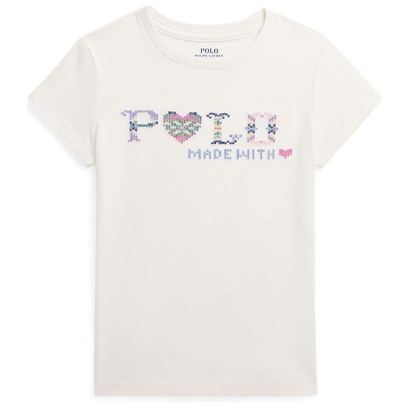 Dětské bavlněné tričko Polo Ralph Lauren béžová barva