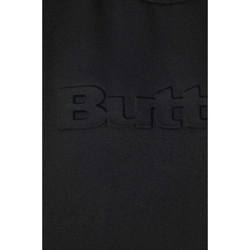 Mikina Butter Goods Embossed Logo Crewneck Sweatshirt pánská, černá barva, s kapucí, s potiskem, BGQ423D11104