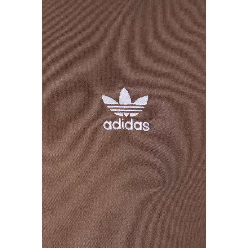 Bavlněné tričko adidas Originals Essential Tee hnědá barva, s aplikací, IR9688