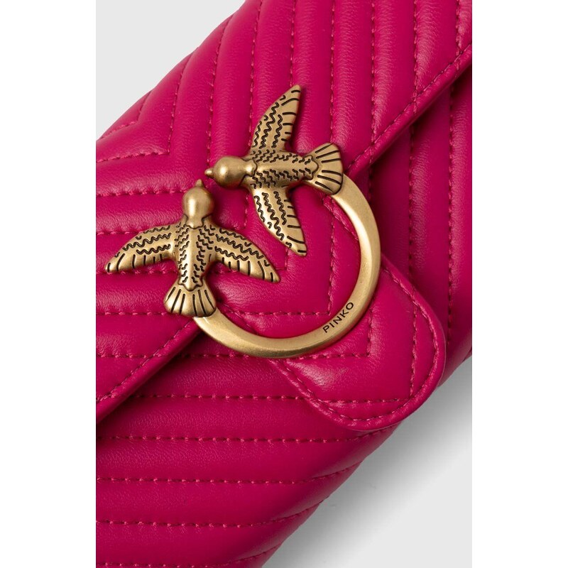 Kožená kabelka Pinko růžová barva, 100062.A0GK