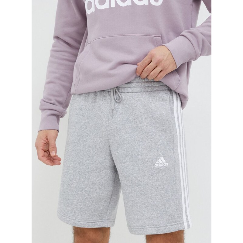 Kraťasy adidas pánské, šedá barva, melanžové, IJ6485