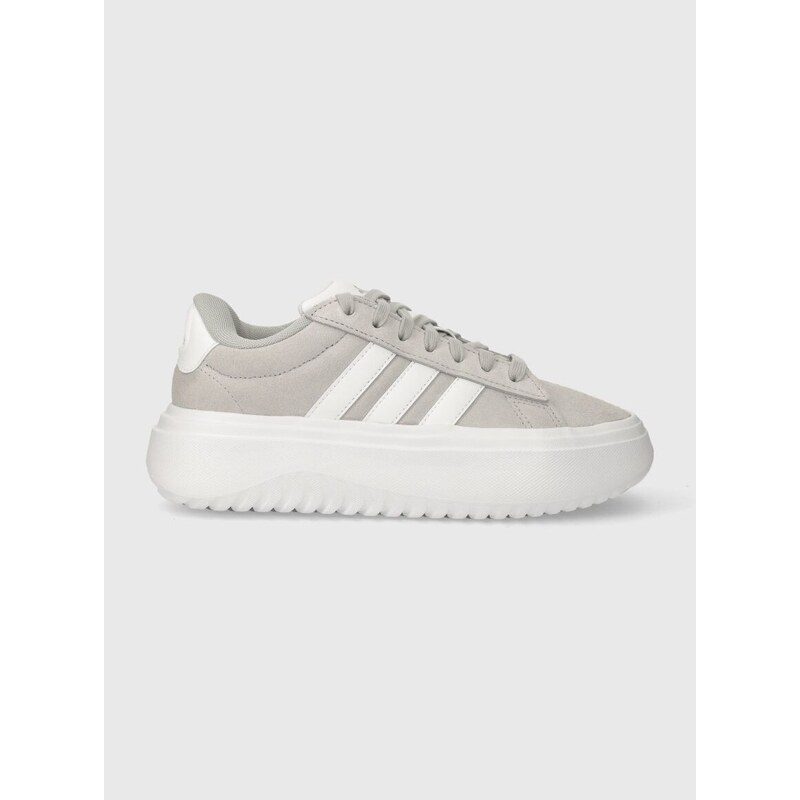 Kožené sneakers boty adidas GRAND COURT šedá barva, IE1103