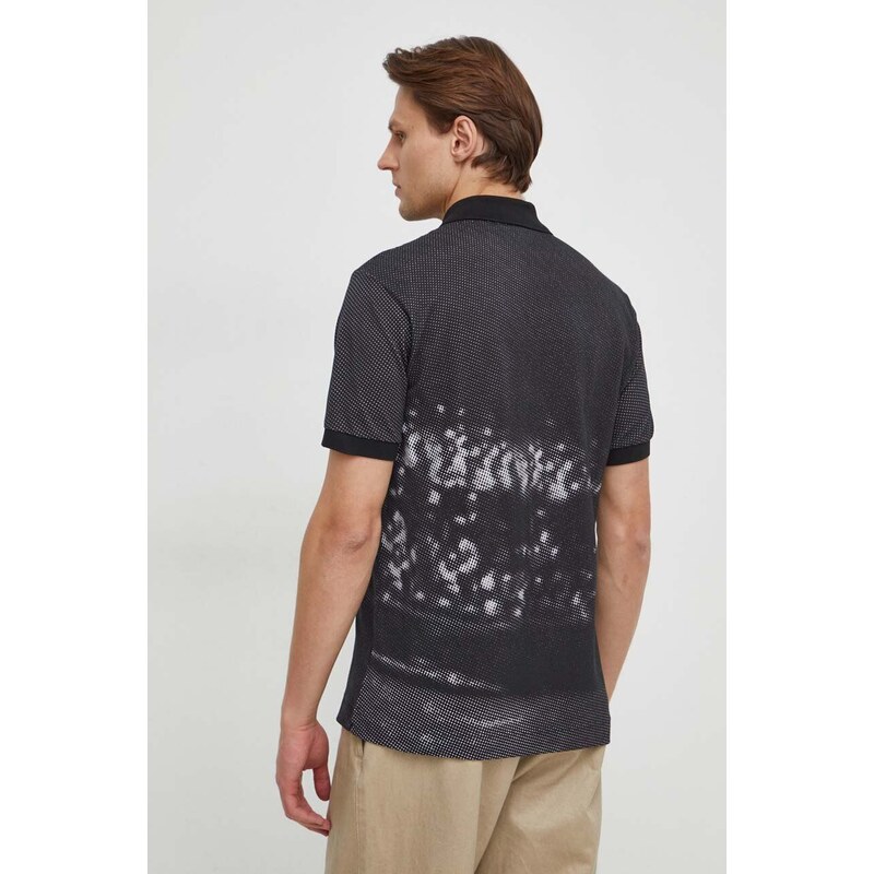 Bavlněné polo tričko Lacoste černá barva
