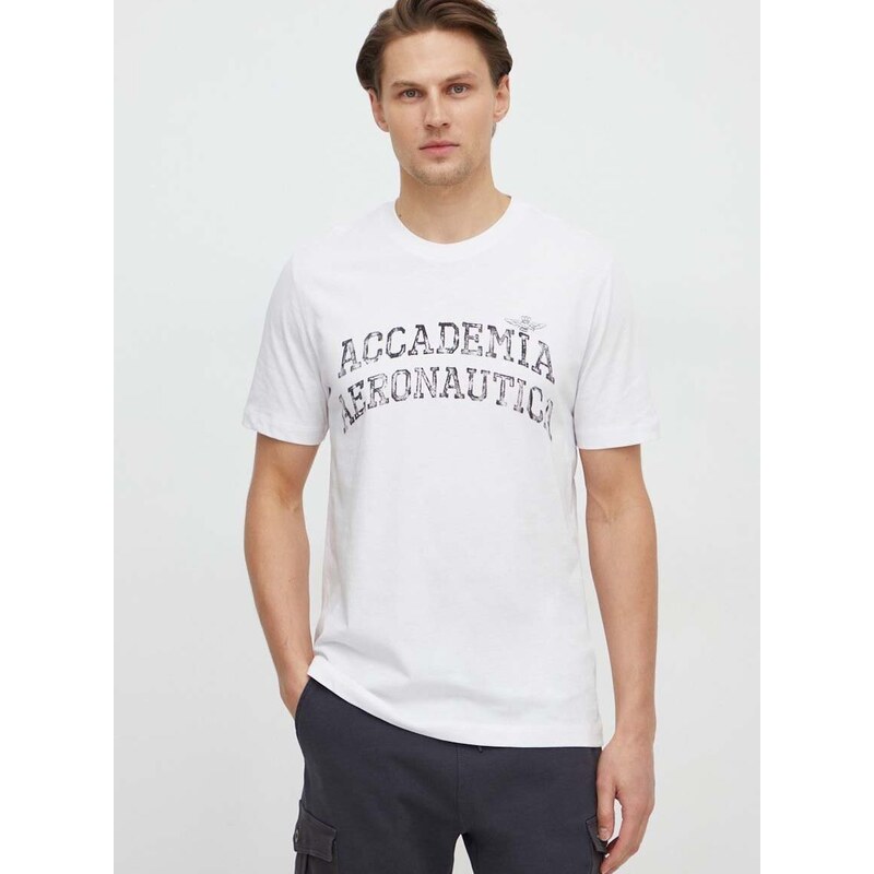 Bavlněné tričko Aeronautica Militare bílá barva, s potiskem