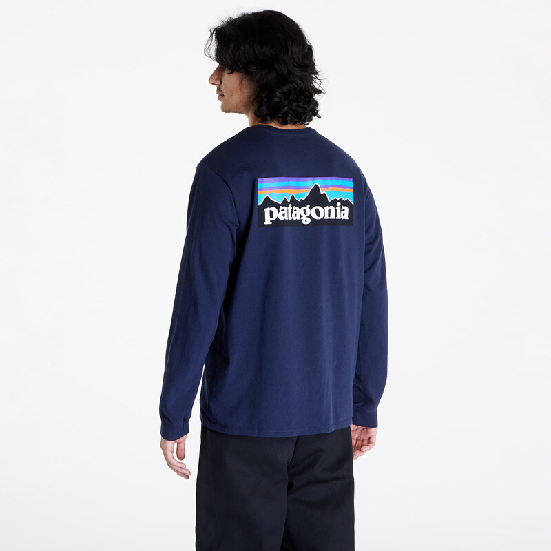 Pánské tričko Patagonia M's L/S P-6 Logo Responsibili-Tee Classics Navy