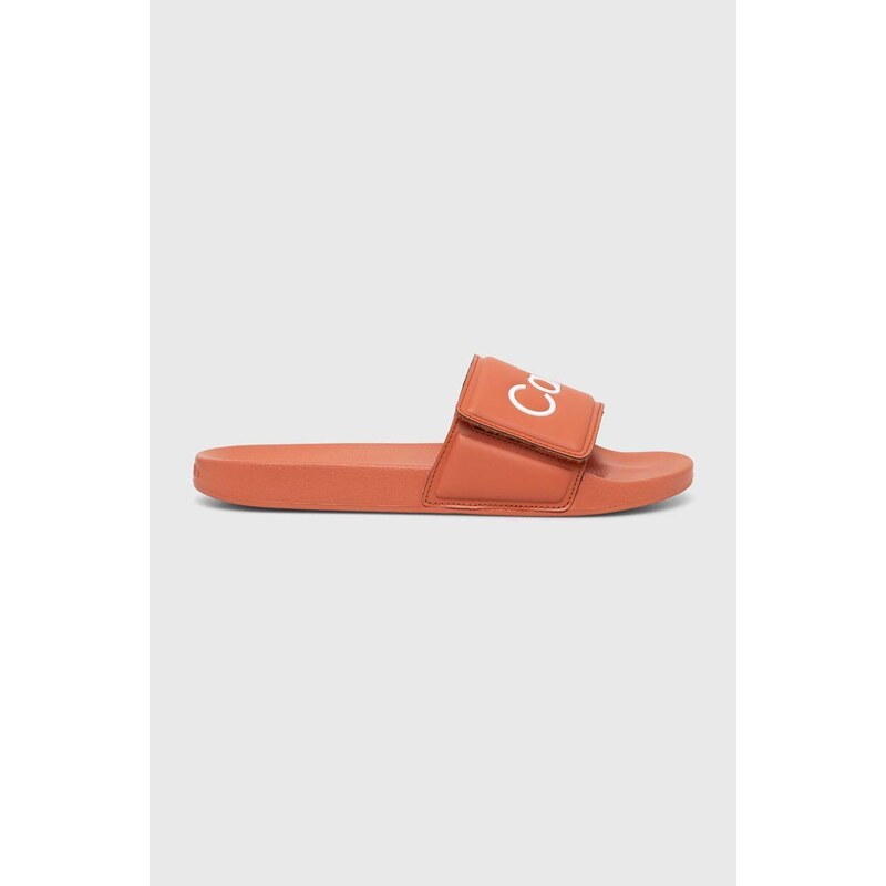 Pantofle Calvin Klein POOL SLIDE ADJ pánské, oranžová barva, HM0HM01357
