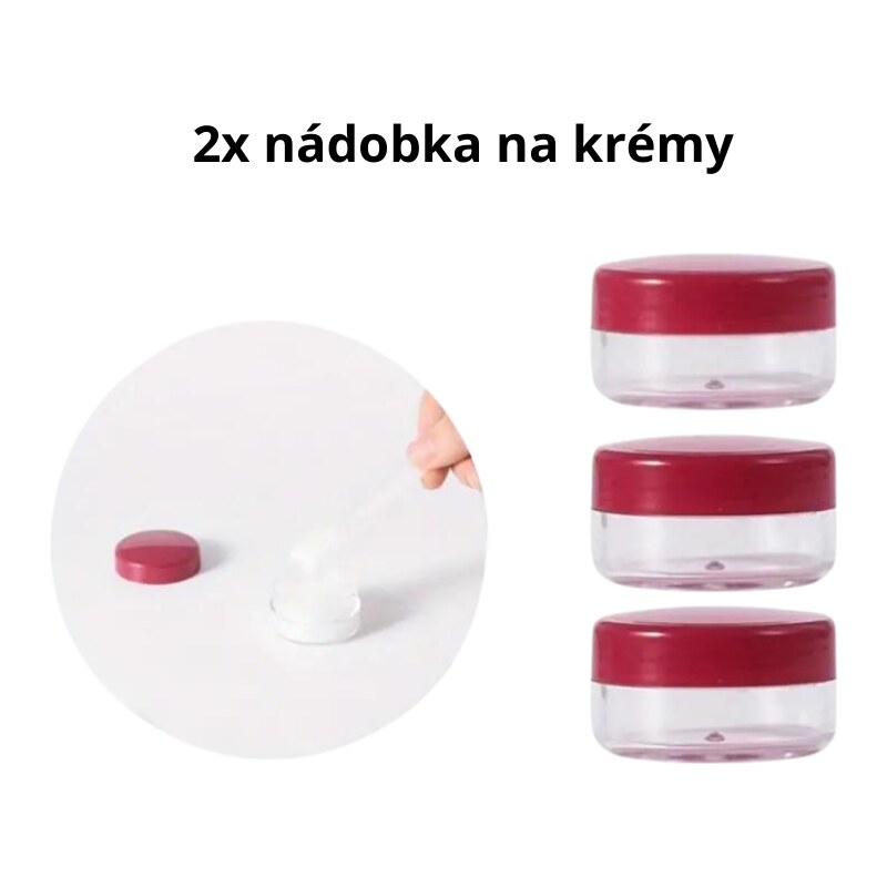 RZS BEAUTY CESTOVNÍ SADA PRŮHLEDNÝCH LAHVIČEK A NÁDOBEK 5 ks - šedá barva