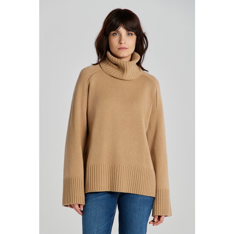 ROLÁK GANT OVERSIZED CASHMERE ROLL NECK hnědá S