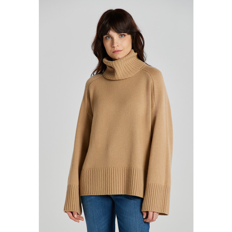 ROLÁK GANT OVERSIZED CASHMERE ROLL NECK hnědá S