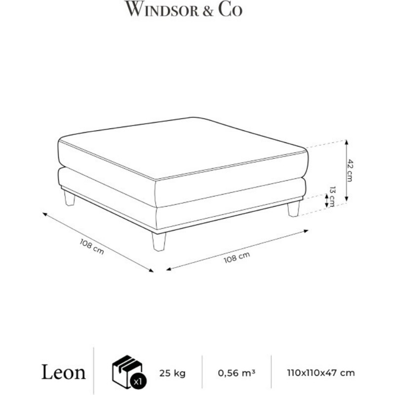 Zelená sametová podnožka Windsor & Co Leon 108 x 108 cm